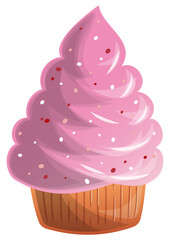 Cupcake with pink icing and sprinkles - vector CMYK