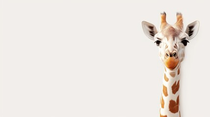 Giraffe face close-up with white space