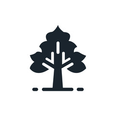 Simple tree decor silhouette icon. Park and garden trees, nature, forest concept. Vector illustration