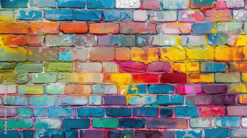 Poster Colorful brick wall, background texture