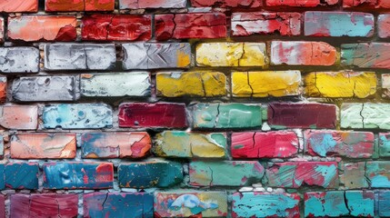 Colorful brick wall, background texture