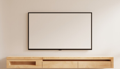 TV 4K flat screen lcd on wooden cabinet