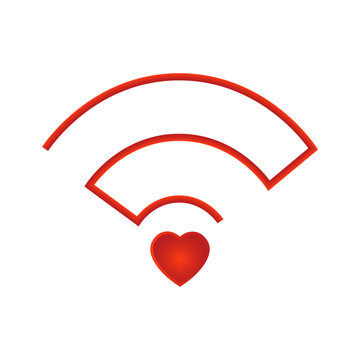 Abstract Wifi sign with heart, isolated vector illustration.