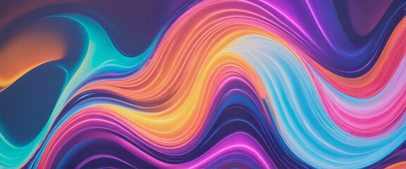 Obraz premium Holographic Neon Fluid Waves