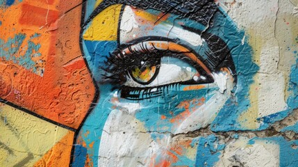 Street art. Colorful graffiti on the wall. Fragment for background. Detail of a graffiti