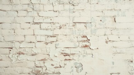 Vintage white wash brick wall texture for design. Panoramic background for your text or image.