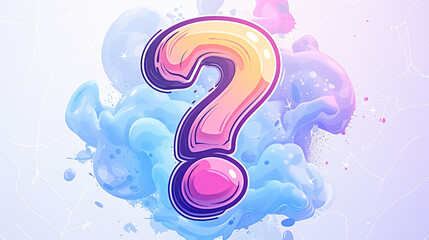 A vibrant question mark with colorful splashes on a dark background.