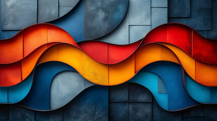 Colorful waves on a textured wall