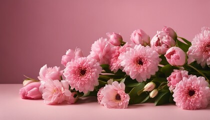 Detailed view of a cluster of pink blooms on a pink and white blended backdrop