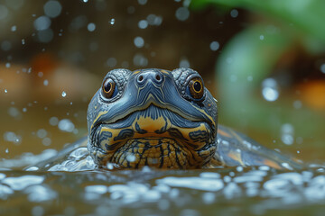 Turtle Gazing from Water Surface