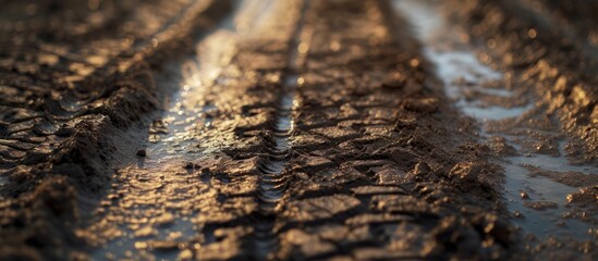 Tracing the Texture of Wet Soil with Car Tire Tracks