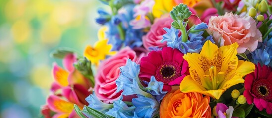 Vibrant Colorful Flower Bouquet Blossoming in Spring