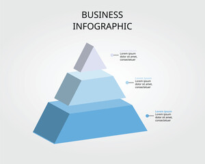 pyramid chart template for infographic for presentation for 3 element