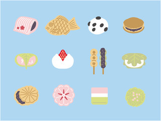 和菓子のイラストセット（カラー）