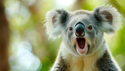 Surprised Koala with Open Mouth in Natural Habitat