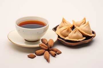 Happy Chinese New Year. Traditional Chinese tea with fortune cookies