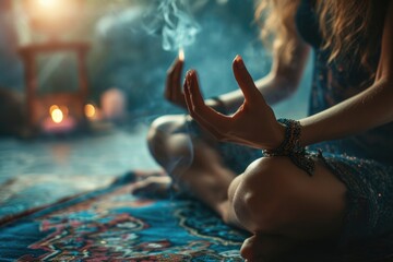 Woman finds enlightenment through meditation.