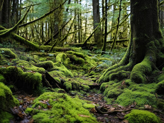 Lush forest floor adorned with vibrant moss and diverse plant species in image "00092 01 rl".