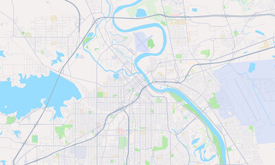 Fototapeta na wymiar Shreveport Louisiana Map, Detailed Map of Shreveport Louisiana