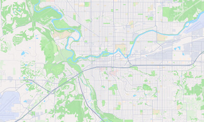 Fototapeta na wymiar Spokane Washington Map, Detailed Map of Spokane Washington