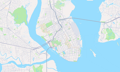 Naklejka premium Charleston South Carolina Map, Detailed Map of Charleston South Carolina
