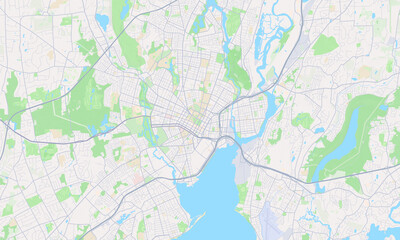 New Haven Connecticut Map, Detailed Map of New Haven Connecticut - obrazy, fototapety, plakaty