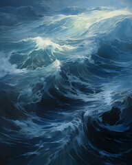 Dark Slate Blue Water Waves Painting Background