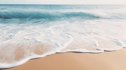 Sea waves at the beach. Minimalist aesthetic. Calmness and relax. Copy space, Generative AI