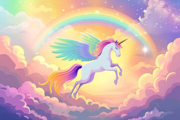 Obraz na płótnie Canvas Rainbow Unicorn. Background with selective focus and copy space