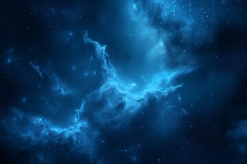 Fototapeta na wymiar Serene Nebula Embrace: Celestial Blue Energies Merging in Deep Space