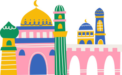 Islamic mosque building with cute decoration
