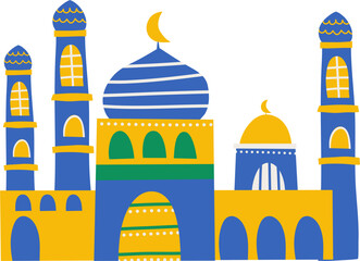 Islamic mosque building with cute decoration