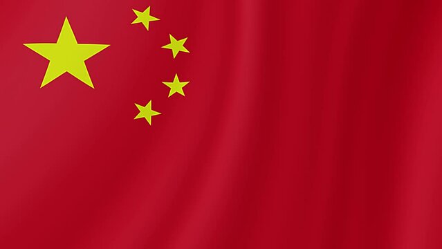 China Waving Flag. Realistic Flag Animation.
