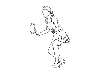 Tennis Player Single Line Drawing Ai, EPS, SVG, PNG, JPG zip file