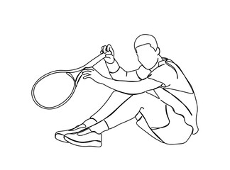 Tennis Player Single Line Drawing Ai, EPS, SVG, PNG, JPG zip file