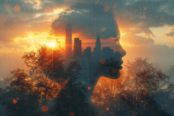 A conceptual photograph created by merging multiple images with AI, telling a visual story that...