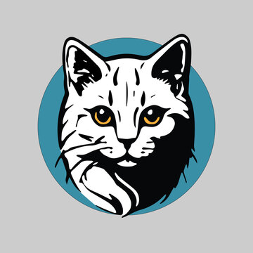 cute cat vector logo illustration