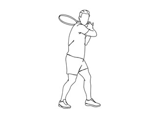 Tennis Player Single Line Drawing Ai, EPS, SVG, PNG, JPG zip file