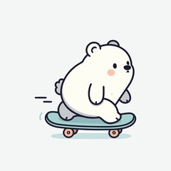 cute bear playing skateboard vector illustration