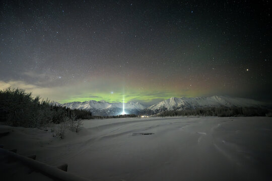 Light pillar and auroas