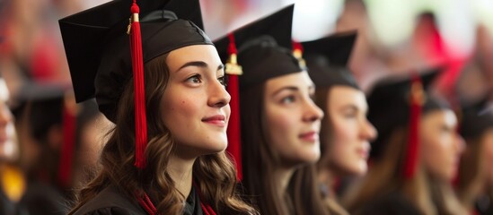 Graduates mark accomplishments with peers and professors, donning gowns and caps to cherish university experiences.