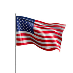 American flag waving isolated on transparent background, cut out, png