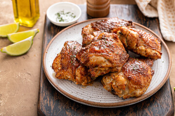 Chicken thighs roasted or air fried with paprika and lime