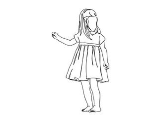 Little Girl Single Line Drawing Ai, EPS, SVG, PNG, JPG zip file