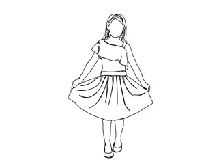 Little Girl Single Line Drawing Ai, EPS, SVG, PNG, JPG zip file