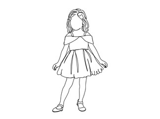 Little Girl Single Line Drawing Ai, EPS, SVG, PNG, JPG zip file