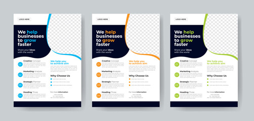 Corporate Business Flyer template layout 3 color design concept in the template.