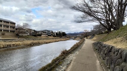 Fototapeta na wymiar Kamogawa, river, Kyoto, Japan