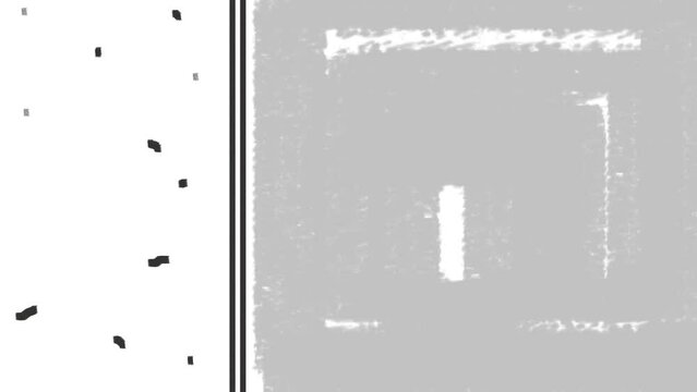 The screen is divided into two unequal parts, and between them there is a border in the form of a double line. Particles flicker in the empty area, and on the other side the gray wall changes.