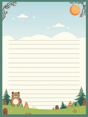 Forest A4 Minimalist Journal: Lined A4 Page Printable with Cute Sgraffito Border Depicting Forest Animals. Explore Ultra Creative Writing on this Minimalistic Yet Playful Template.